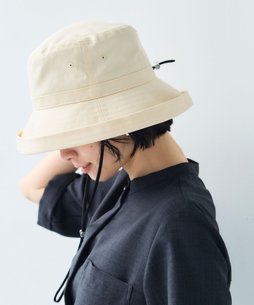 CROSS FUNCTION（クロスファンクション）の「《UPF50+》エブ楽 面麻エッジアップクロッシェハット【CF/クロスファンクション】（ハット・レディース・キナリ/ネイビー/ベージュ/ブラック・M/57.5cm）」の2枚目の写真