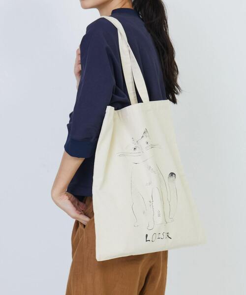 LOISIR（ロワズィール）の「ぽってりネコトートバッグ（トートバッグ・レディース・ブラック/ナチュラル・FREE）」の13枚目の写真