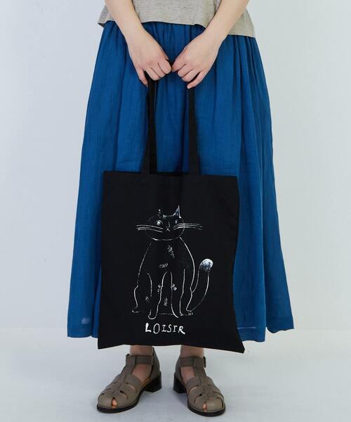 LOISIR（ロワズィール）の「ぽってりネコトートバッグ（トートバッグ・レディース・ブラック/ナチュラル・FREE）」の4枚目の写真