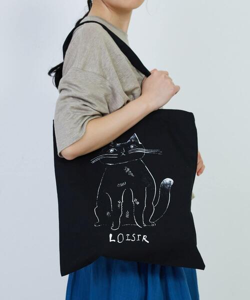 LOISIR（ロワズィール）の「ぽってりネコトートバッグ（トートバッグ・レディース・ブラック/ナチュラル・FREE）」の5枚目の写真