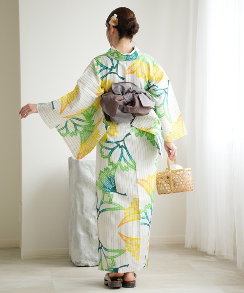 注染ゆかた　新古品 utatane 浴衣 手染め注染浴衣3点セット utatane×注染工房 綿麻