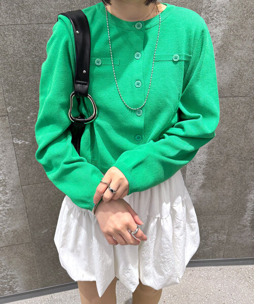 mystic（ミスティック）の「[mline]ボタンカーディガン（カーディガン/ボレロ・レディース・チャコールグレー/ピンク/グリーン/アイボリー・FREE）」の14枚目の写真