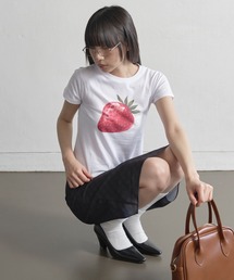 UNE MANSION | 【UNE ORIGINAL】 サイドラウンドスリットフルーツプリントミニチビTシャツカットソー(Tシャツ/カットソー)