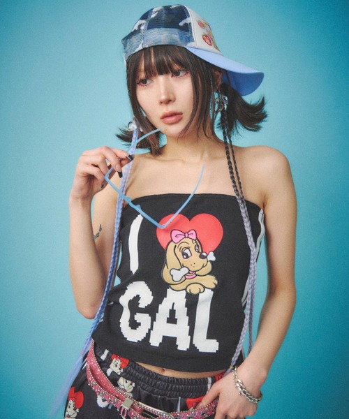 GALFY(ガルフィー)の「GALFY-I LOVE GALチューブトップ(キャミソール・レディース・ピンク/ブラック/サックスブルー・FREE)」の6枚目の写真