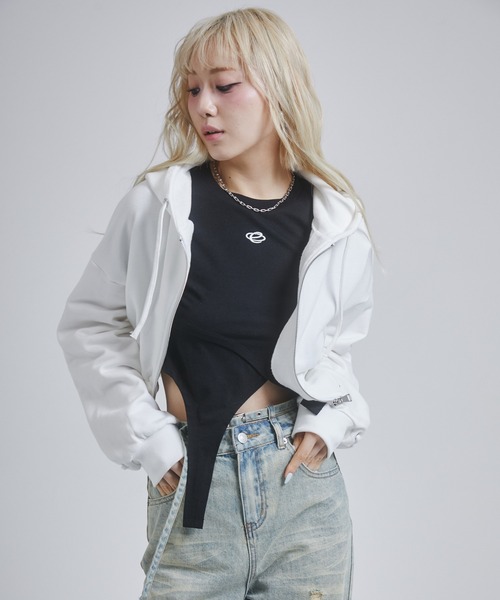 ENVYM（アンビー）の「レースアップショートパーカー（パーカー・レディース・グレー/ブラック/ホワイト・FREE）」の18枚目の写真