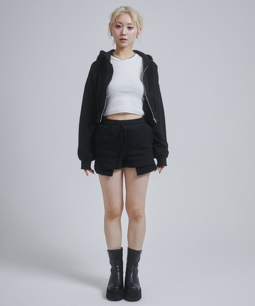 ENVYM（アンビー）の「レースアップショートパーカー（パーカー・レディース・グレー/ブラック/ホワイト・FREE）」の10枚目の写真