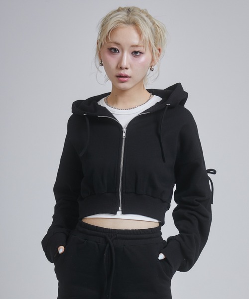 ENVYM（アンビー）の「レースアップショートパーカー（パーカー・レディース・グレー/ブラック/ホワイト・FREE）」の21枚目の写真