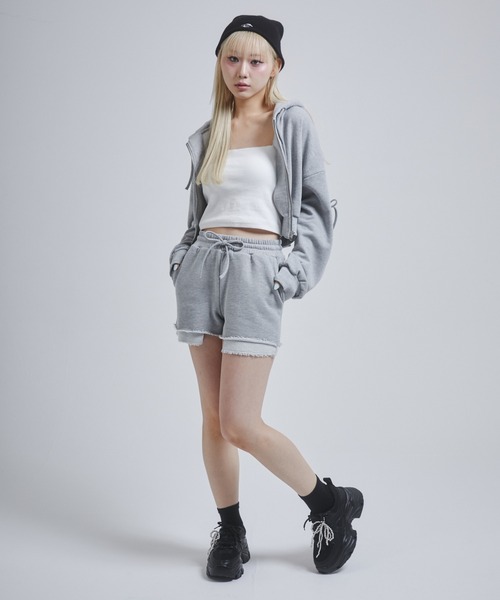 ENVYM（アンビー）の「レースアップショートパーカー（パーカー・レディース・グレー/ブラック/ホワイト・FREE）」の8枚目の写真