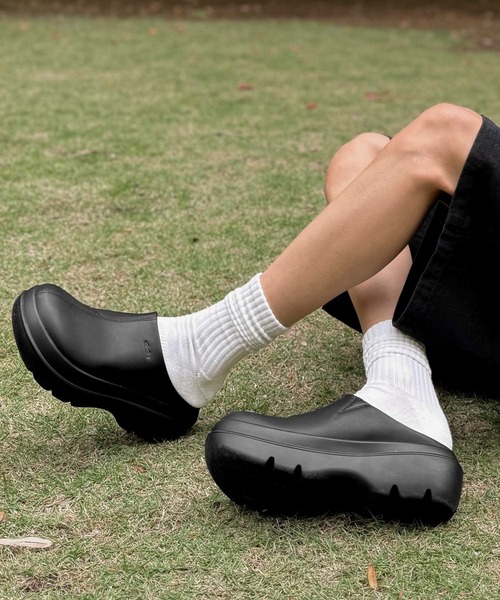 セール】+7cmボリュームソールステッチデザインサボサンダル