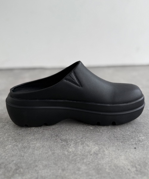 セール】+7cmボリュームソールステッチデザインサボサンダル【JaVa