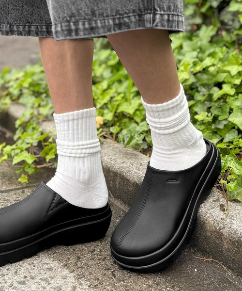 セール】+7cmボリュームソールステッチデザインサボサンダル【JaVa