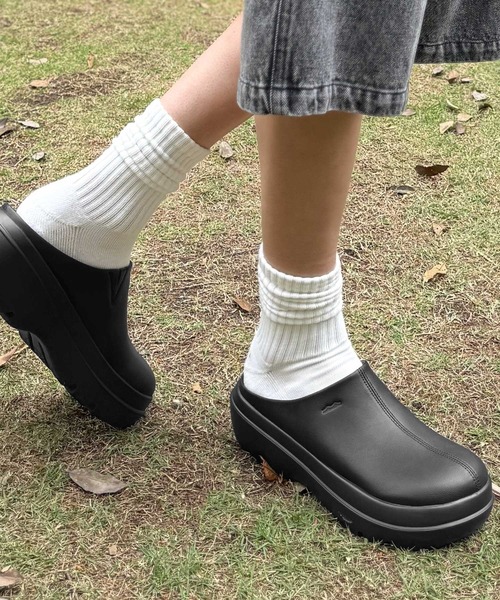 セール】+7cmボリュームソールステッチデザインサボサンダル【JaVa