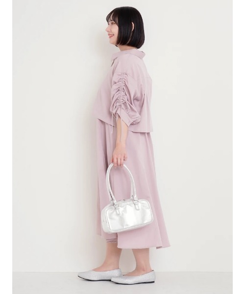 Re-J&SUPURE（リジェイアンドスプル）の「【大きいサイズ】[SET]ドロストスリーブシャツ×キャミワンピース（ワンピース・レディース・ライトグリーン/ピンク/サックスブルー/ダークグレー・XX-LARGE/XXX-LARGE/X-LARGE）」の8枚目の写真