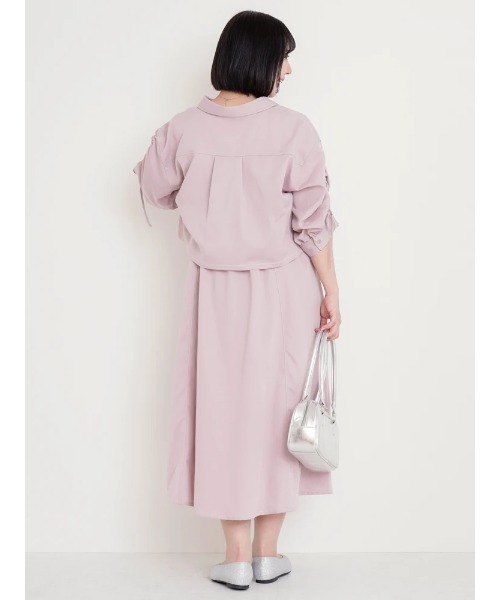 Re-J&SUPURE（リジェイアンドスプル）の「【大きいサイズ】[SET]ドロストスリーブシャツ×キャミワンピース（ワンピース・レディース・ライトグリーン/ピンク/サックスブルー/ダークグレー・XX-LARGE/XXX-LARGE/X-LARGE）」の9枚目の写真