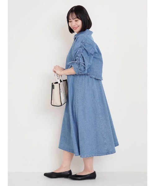 Re-J&SUPURE（リジェイアンドスプル）の「【大きいサイズ】[SET]ドロストスリーブシャツ×キャミワンピース（ワンピース・レディース・ライトグリーン/ピンク/サックスブルー/ダークグレー・XX-LARGE/XXX-LARGE/X-LARGE）」の13枚目の写真