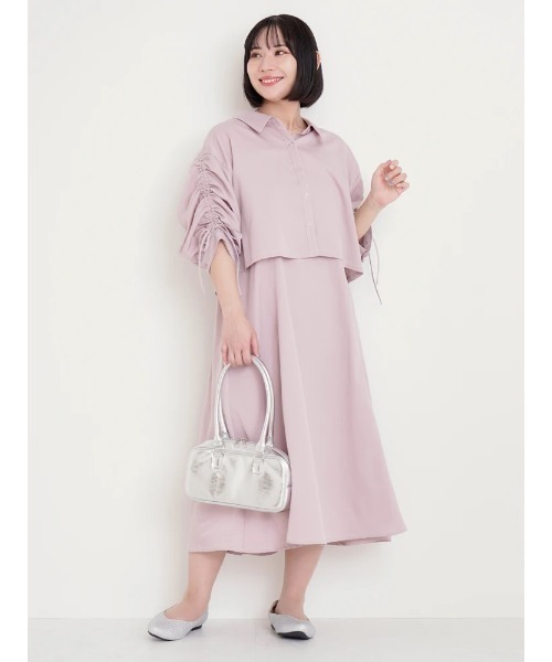 Re-J&SUPURE（リジェイアンドスプル）の「【大きいサイズ】[SET]ドロストスリーブシャツ×キャミワンピース（ワンピース・レディース・ライトグリーン/ピンク/サックスブルー/ダークグレー・XX-LARGE/XXX-LARGE/X-LARGE）」の6枚目の写真