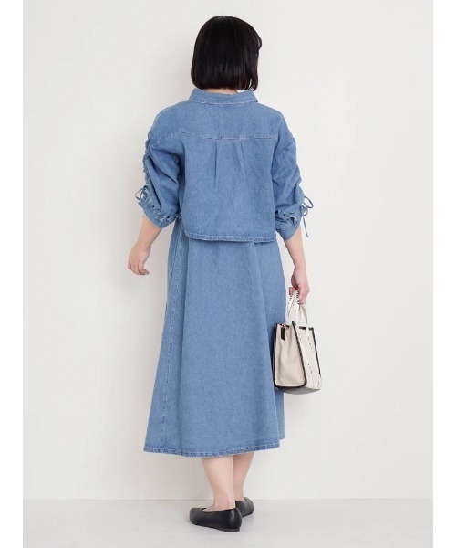 Re-J&SUPURE（リジェイアンドスプル）の「【大きいサイズ】[SET]ドロストスリーブシャツ×キャミワンピース（ワンピース・レディース・ライトグリーン/ピンク/サックスブルー/ダークグレー・XX-LARGE/XXX-LARGE/X-LARGE）」の12枚目の写真