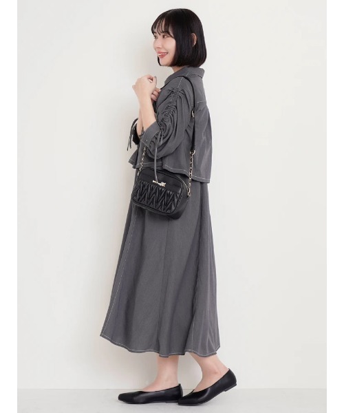 Re-J&SUPURE（リジェイアンドスプル）の「【大きいサイズ】[SET]ドロストスリーブシャツ×キャミワンピース（ワンピース・レディース・ライトグリーン/ピンク/サックスブルー/ダークグレー・XX-LARGE/XXX-LARGE/X-LARGE）」の16枚目の写真