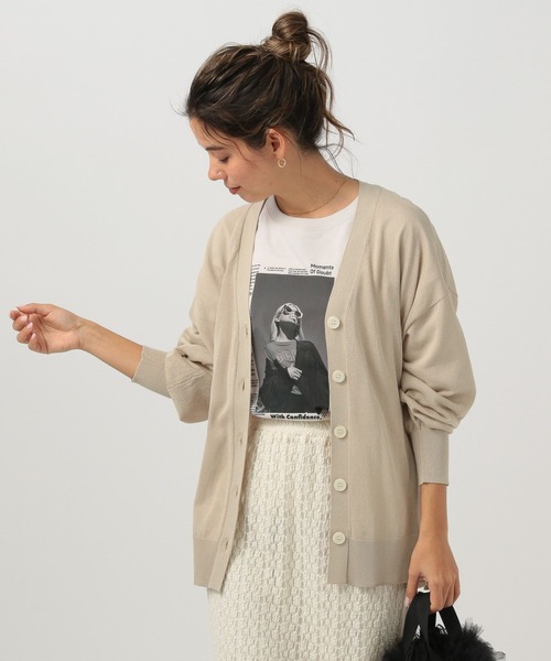 BAYFLOW（ベイフロー）の「[夏の室内羽織りにも]シアーニットカーディガン（カーディガン/ボレロ・レディース・グリーン/オレンジ/グレイッシュベージュ/ブラック・FREE）」の9枚目の写真