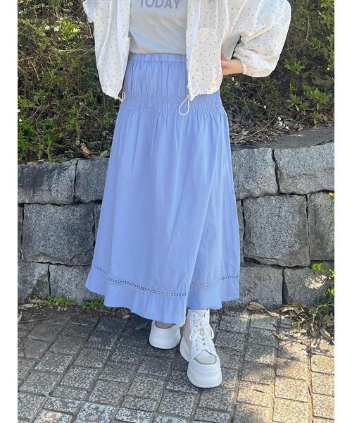 Samansa Mos2（サマンサ モスモス）の「2WAYシャーリングスカート（スカート・レディース・ブラック/オフホワイト/ブルー・F）」の11枚目の写真