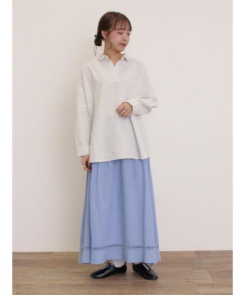 Samansa Mos2（サマンサ モスモス）の「2WAYシャーリングスカート（スカート・レディース・ブラック/オフホワイト/ブルー・F）」の7枚目の写真