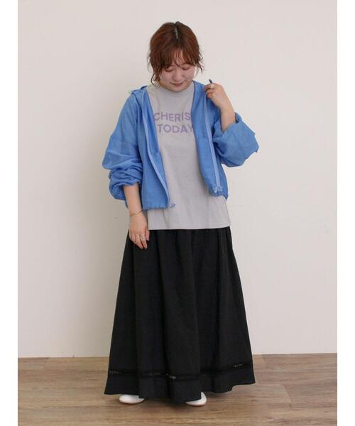 Samansa Mos2（サマンサ モスモス）の「2WAYシャーリングスカート（スカート・レディース・ブラック/オフホワイト/ブルー・F）」の6枚目の写真