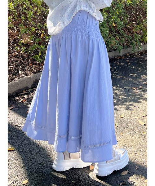 Samansa Mos2（サマンサ モスモス）の「2WAYシャーリングスカート（スカート・レディース・ブラック/オフホワイト/ブルー・F）」の3枚目の写真