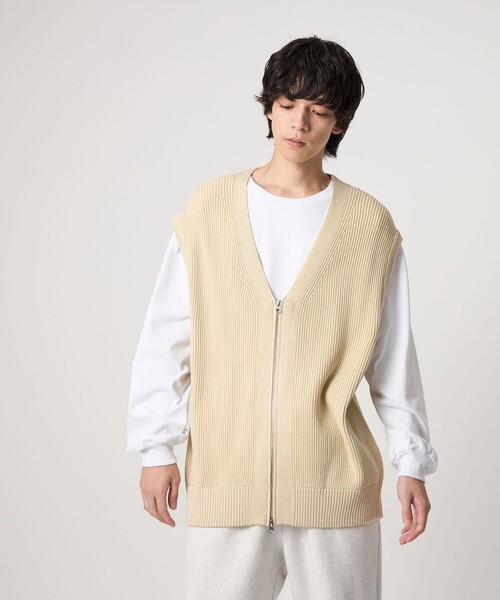 CITEN（シテン）の「＜CITEN＞リブニットZIPベスト（ベスト・メンズ・ナチュラル/ブラック・FREE）」の17枚目の写真