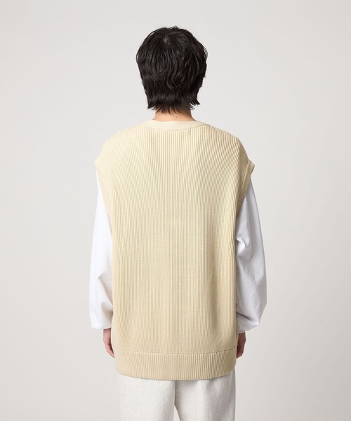 CITEN（シテン）の「＜CITEN＞リブニットZIPベスト（ベスト・メンズ・ナチュラル/ブラック・FREE）」の4枚目の写真