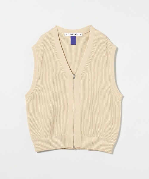 CITEN（シテン）の「＜CITEN＞リブニットZIPベスト（ベスト・メンズ・ナチュラル/ブラック・FREE）」の5枚目の写真