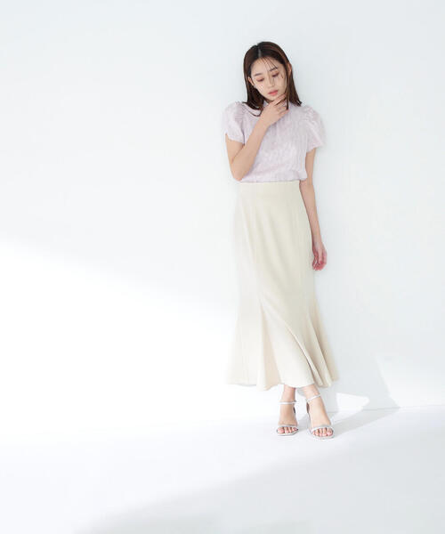 セール】◇カットジャガードボリュームスリーブブラウス（シャツ
