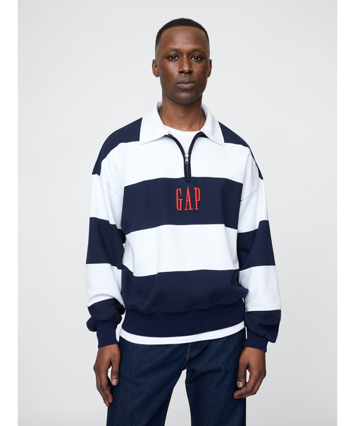 GAP（ギャップ）の「ヘビーウェイト ストライプ Gapロゴ プルオーバー