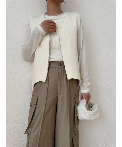 TRUNC（トランクエイティーエイト）の「Garter Straps Knit Vest（ベスト・レディース・ブラック/アイボリー・FREE）」の18枚目の写真