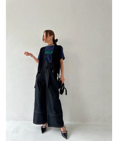 TRUNC（トランクエイティーエイト）の「Garter Straps Knit Vest（ベスト・レディース・ブラック/アイボリー・FREE）」の20枚目の写真