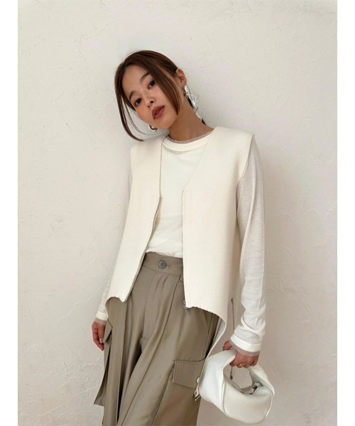 TRUNC（トランクエイティーエイト）の「Garter Straps Knit Vest（ベスト・レディース・ブラック/アイボリー・FREE）」の11枚目の写真