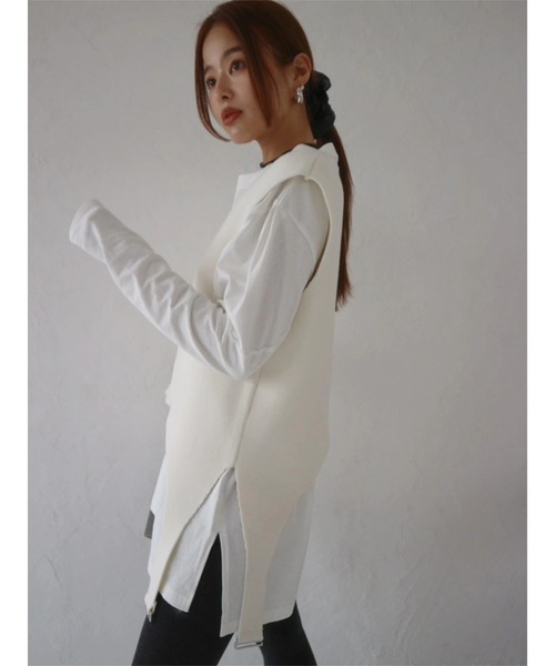 TRUNC（トランクエイティーエイト）の「Garter Straps Knit Vest（ベスト・レディース・ブラック/アイボリー・FREE）」の16枚目の写真