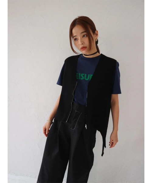 TRUNC（トランクエイティーエイト）の「Garter Straps Knit Vest（ベスト・レディース・ブラック/アイボリー・FREE）」の7枚目の写真