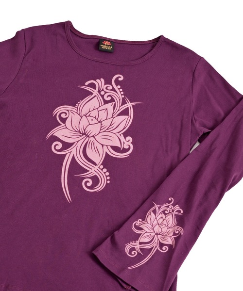 MARAI(マーライ)の「ロングスリーブ長袖カットソー Tシャツ ロンT(Tシャツ/カットソー・レディース・マジェンタ/ブラック/パープル/ブラウン・FREE)」の3枚目の写真