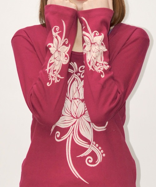 MARAI(マーライ)の「ロングスリーブ長袖カットソー Tシャツ ロンT(Tシャツ/カットソー・レディース・マジェンタ/ブラック/パープル/ブラウン・FREE)」の6枚目の写真