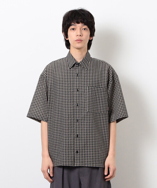 Purple&Yellow（パープルアンドイエロー）の「シアサッカーチェックシャツ（シャツ/ブラウス・メンズ・ブラック/アイボリー・MEDIUM/SMALL/LARGE）」の17枚目の写真