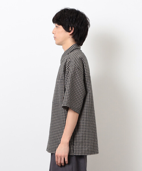Purple&Yellow（パープルアンドイエロー）の「シアサッカーチェックシャツ（シャツ/ブラウス・メンズ・ブラック/アイボリー・MEDIUM/SMALL/LARGE）」の18枚目の写真