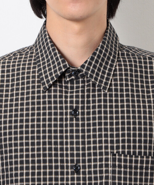 Purple&Yellow（パープルアンドイエロー）の「シアサッカーチェックシャツ（シャツ/ブラウス・メンズ・ブラック/アイボリー・MEDIUM/SMALL/LARGE）」の20枚目の写真