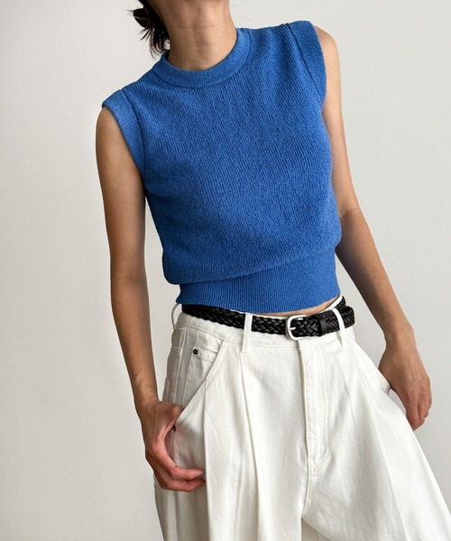 CANAL JEAN（キャナルジーン）の「El mar　コットンリネンニットタンク（タンクトップ・レディース・ホワイト/ネイビー/ブラック/ブルー/ブラウン・ONE SIZE）」の5枚目の写真