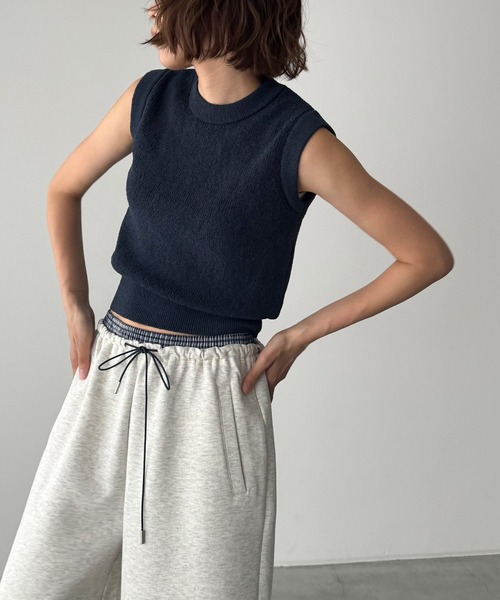CANAL JEAN（キャナルジーン）の「El mar　コットンリネンニットタンク（タンクトップ・レディース・ホワイト/ネイビー/ブラック/ブルー/ブラウン・ONE SIZE）」の6枚目の写真