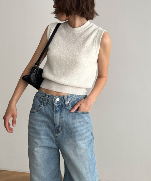 CANAL JEAN（キャナルジーン）の「El mar　コットンリネンニットタンク（タンクトップ・レディース・ホワイト/ネイビー/ブラック/ブルー/ブラウン・ONE SIZE）」の9枚目の写真