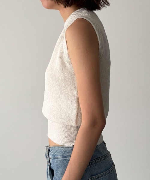 CANAL JEAN（キャナルジーン）の「El mar　コットンリネンニットタンク（タンクトップ・レディース・ホワイト/ネイビー/ブラック/ブルー/ブラウン・ONE SIZE）」の15枚目の写真