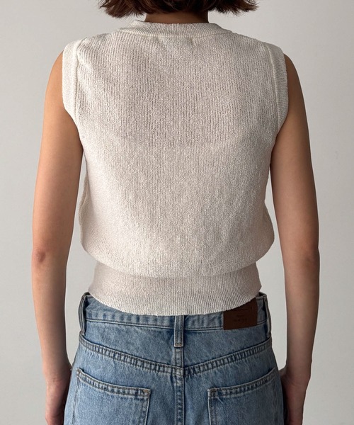 CANAL JEAN（キャナルジーン）の「El mar　コットンリネンニットタンク（タンクトップ・レディース・ホワイト/ネイビー/ブラック/ブルー/ブラウン・ONE SIZE）」の16枚目の写真