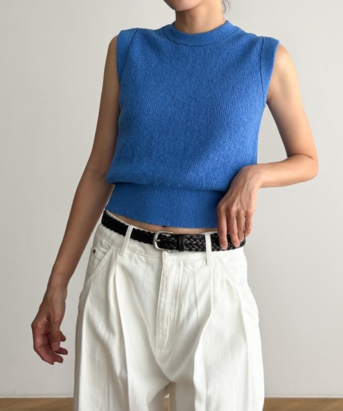 CANAL JEAN（キャナルジーン）の「El mar　コットンリネンニットタンク（タンクトップ・レディース・ホワイト/ネイビー/ブラック/ブルー/ブラウン・ONE SIZE）」の19枚目の写真