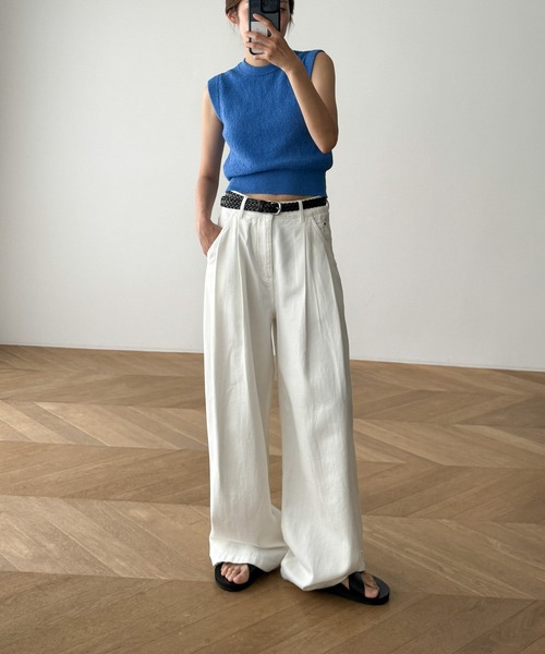 CANAL JEAN（キャナルジーン）の「El mar　コットンリネンニットタンク（タンクトップ・レディース・ホワイト/ネイビー/ブラック/ブルー/ブラウン・ONE SIZE）」の20枚目の写真