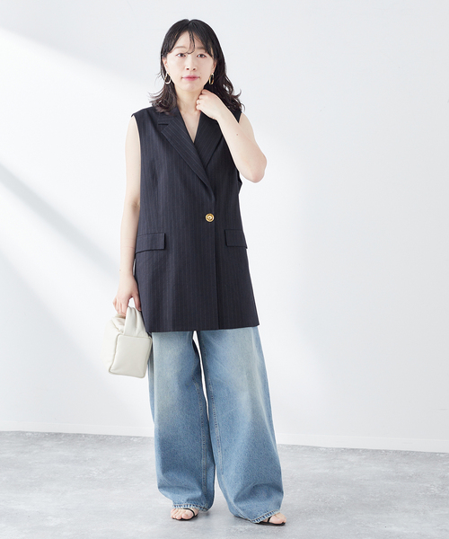 【2024SS】L'ESSAGE 綿麻ゴールドボタンベスト ジレ JOURNAL STANDARD L'ESSAGE｜《追加》綿麻ゴールドボタンベスト